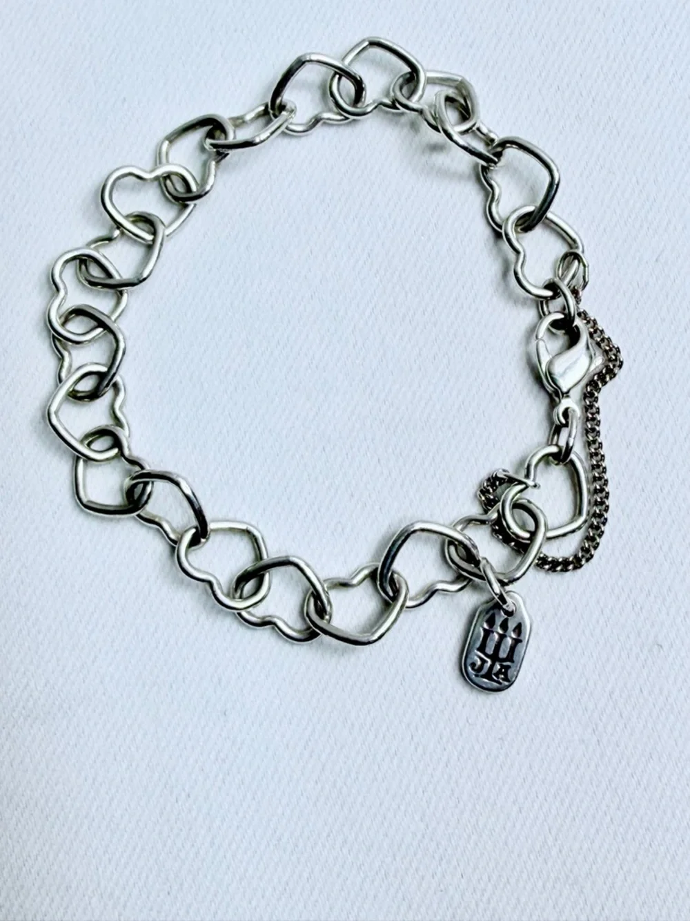 James Avery Sterling Silver HEART LINKS Bracelet w/Safety Chain - Size S - Picture 12 of 16
